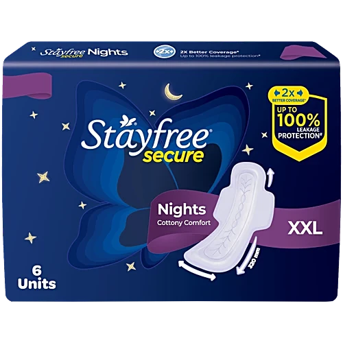 STAYFREE Secure Nights Sanitary Pads - XXL, 6 pcs