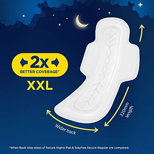 STAYFREE Secure Nights Sanitary Pads - XXL, 18 pcs