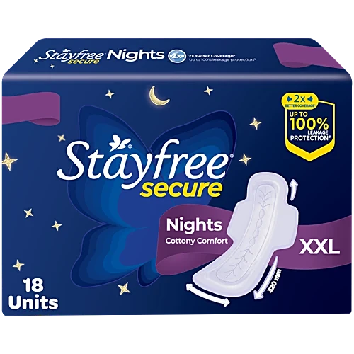 STAYFREE Secure Nights Sanitary Pads - XXL, 18 pcs