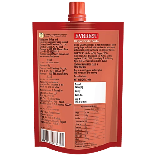 Everest Ginger Garlic Paste - No Added Colours & Flavours, 200 g