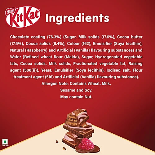 Nestle KitKat Raspberry Chocolate Coated Wafer, 63 g