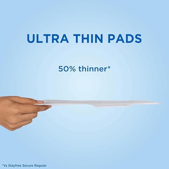 Stayfree Secure XL Ultra Thin Dry Cover Sanitary Pads For Women With Wings, 40 Pads