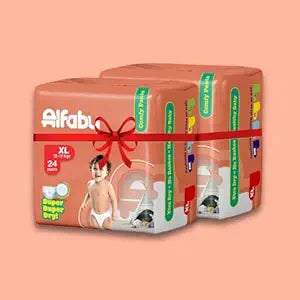 Alfaby Baby Diapers | XL sizes Super Dry Comfy Pants | Long Lasting Dryness | Leak Proof Diapers | Uninterrupted Baby Sleep | Comfortable Fit | 12 hrs protection (Xl, 48.00)