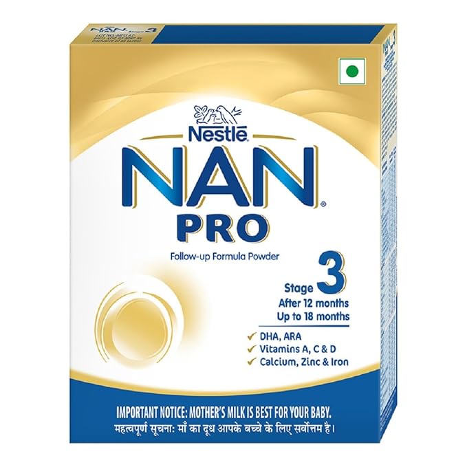 NAN PRO Stage 3 Follow-Up Formula Milk Powder For Babies (After 12 Months Upto 18 Months), With Dha-Ara, 400g Bag-In-Box Pack, Infant