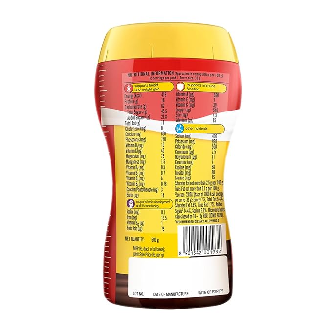 Complan Nutrition Drink Powder for Children, Royale Chocolate Flavour, 500 g Jar