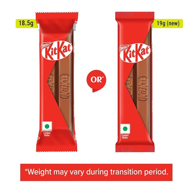 KIT KAT 2 Finger Choco Coated Wafer Bar 19g, Pack Of 30 Units, Box (Product Weight May Vary Upwards),570g