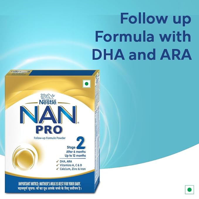 NAN PRO Stage 2 Follow-Up Formula Milk Powder For Babies (After 6 Months Upto 12 Months), With Dha-Ara, 400g Bag-In-Box Pack, Infant
