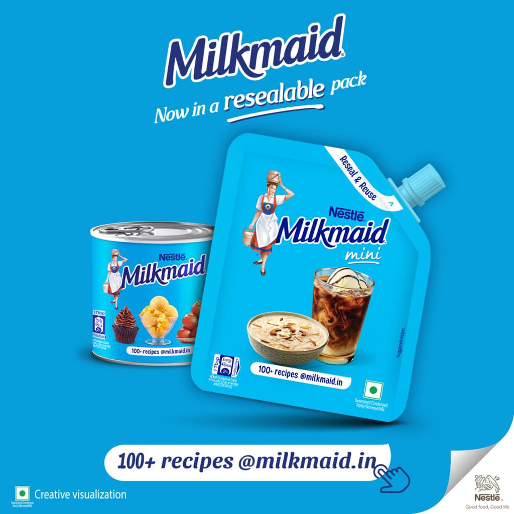 Milkmaid Nestle Mini Sweetened Liquid Condensed Milk, 190 G, Doy Pack