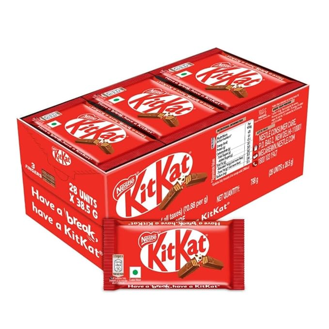 KIT KAT 3 Fingers, Choco Coated Wafer Bar, (28 x 28.5g), 798g, Box