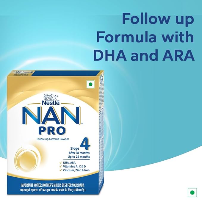 NAN PRO Stage 4 Follow-Up Formula Milk Powder For Babies (After 18 Months Upto 24 Months), With Dha-Ara, 400g Bag-In-Box Pack, Infant