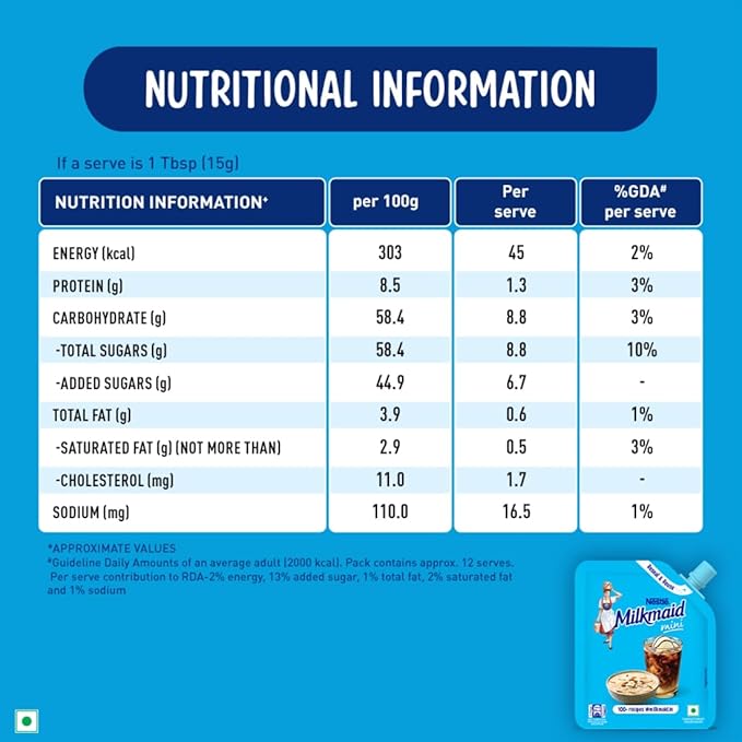 Milkmaid Nestle Mini Sweetened Liquid Condensed Milk, 190 G, Doy Pack