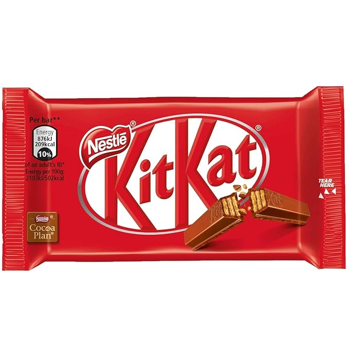 Nestles Kit kats MIlk Chocolate Bars, 4 Finger Original, Each 41.5g Individuall 24 Count Box,