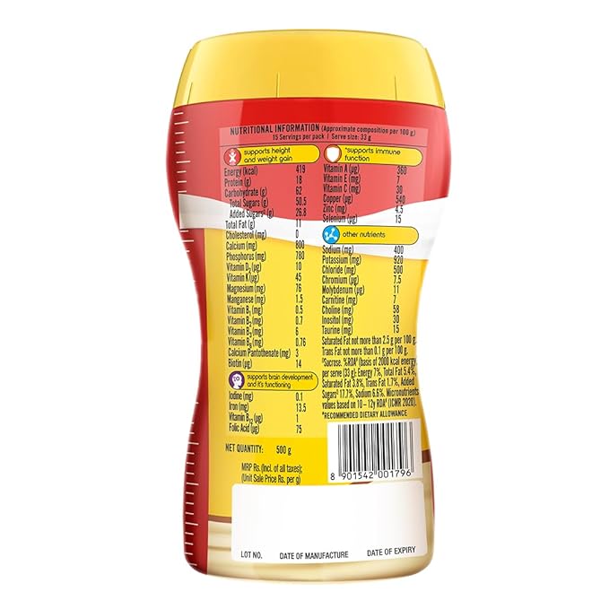 Complan Nutrition Drink Powder for Children, Kesar Badam Flavour, 500 g Jar  + Free Shaker