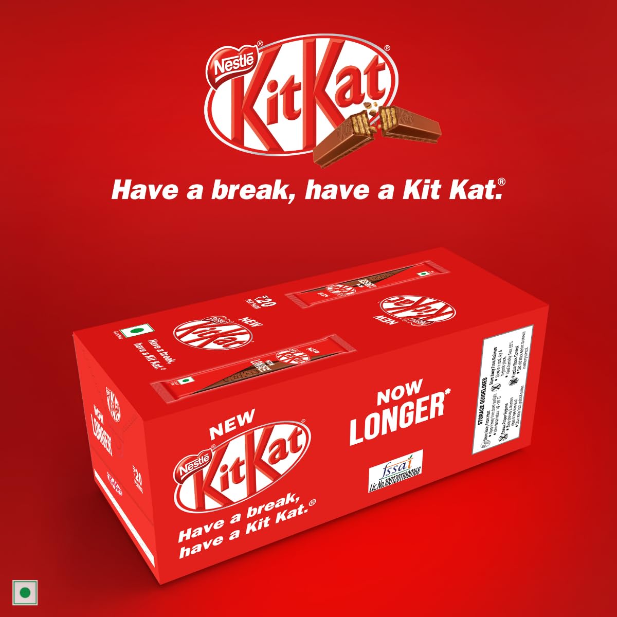 KIT KAT 2 Finger Choco Coated Wafer Bar 19g, Pack Of 30 Units, Box (Product Weight May Vary Upwards),570g