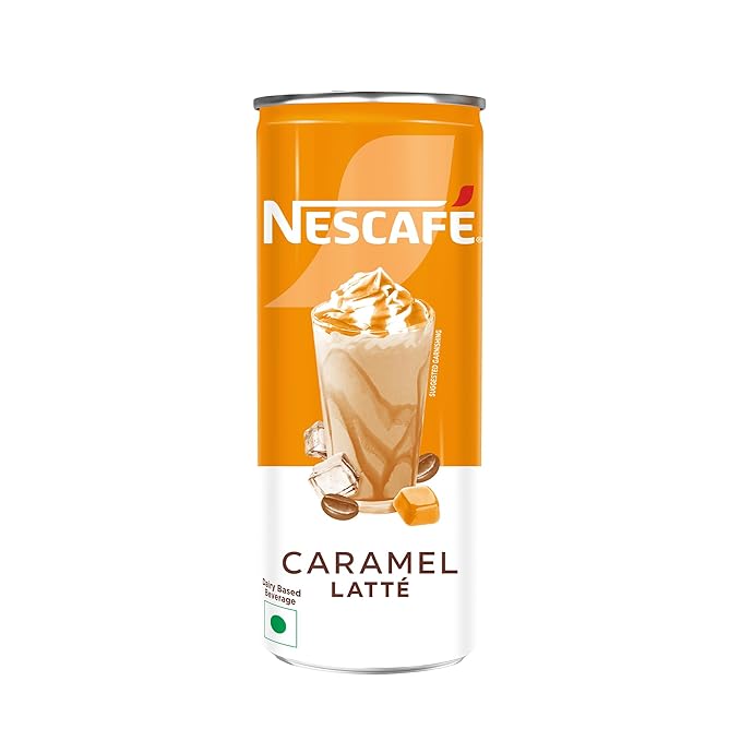 Nescafe Café Style Liquid Cold Coffee Can, Caramel Latte, 200Ml