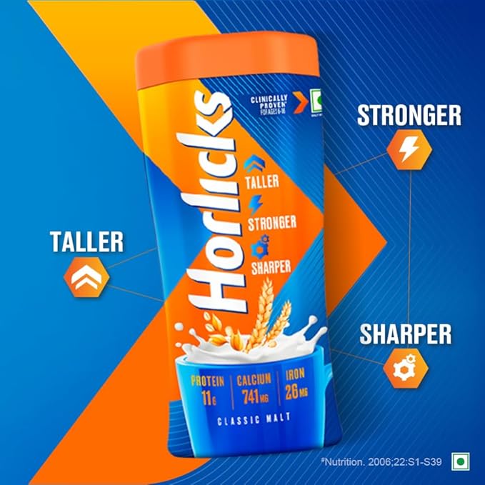 Horlicks Nutrition Drink Jar - 500 g - Classic Malt - Clinically Proven to make kids Taller, Stronger, Sharper