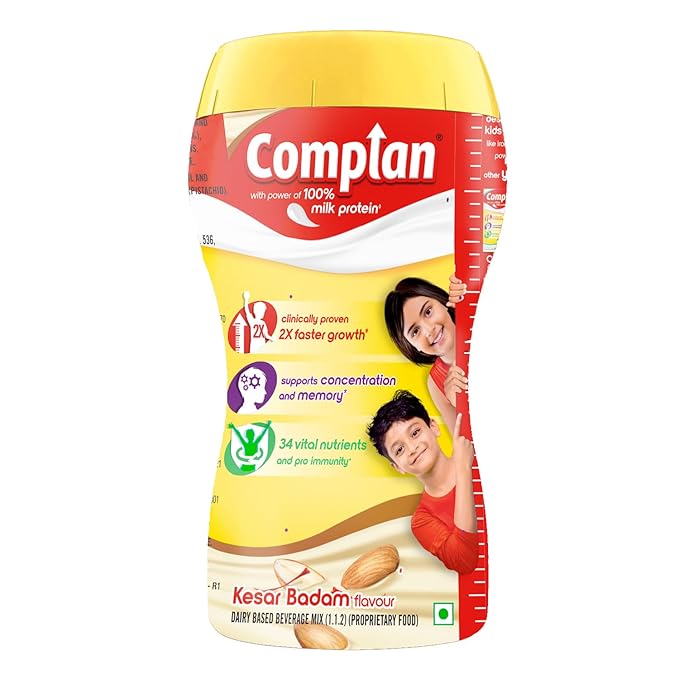 Complan Nutrition Drink Powder for Children, Kesar Badam Flavour, 500 g Jar  + Free Shaker
