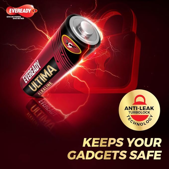 Eveready Ultima Alkaline AA Battery, 400% Longer Lasting, Anti-Leak Turbolock Technology, Eco-Friendly Batteries for High-Drain Devices Household Devices & Toys,