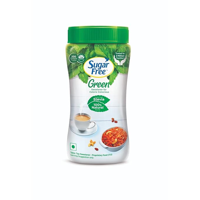 Sugar Free Green Stevia Jar, 40 g | 100% Plant-based Natural Sweetener 100% Natural Stevia leaves| Sweet like Sugar but with zero calories|