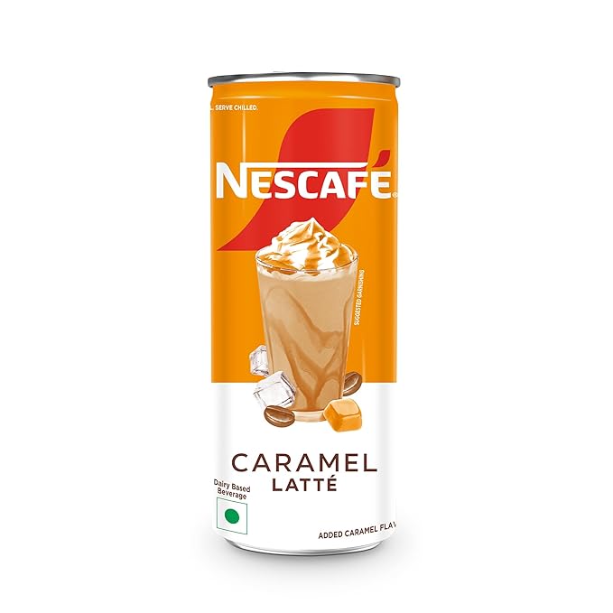 Nescafe Café Style Liquid Cold Coffee Can, Caramel Latte, 200Ml