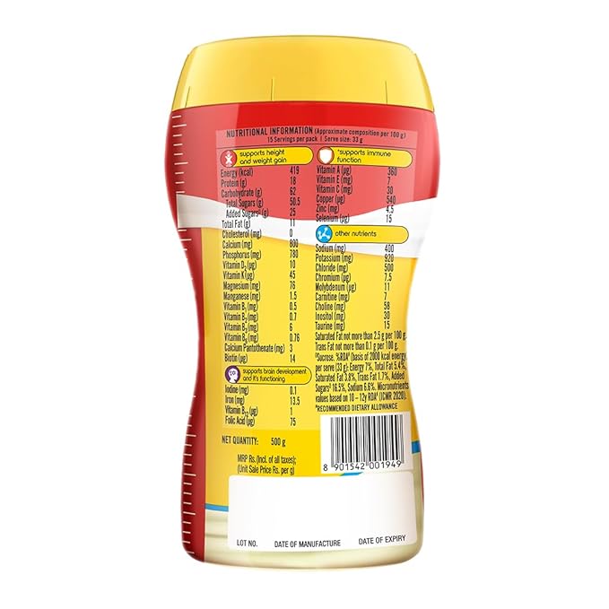 Complan Nutrition Drink Powder for Children, Creamy Classic Flavour, 500 g Jar