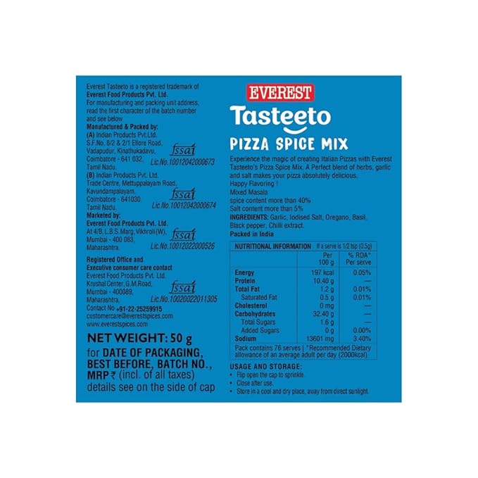 Everest Tasteeto Pizza Spice Mix, 38g
