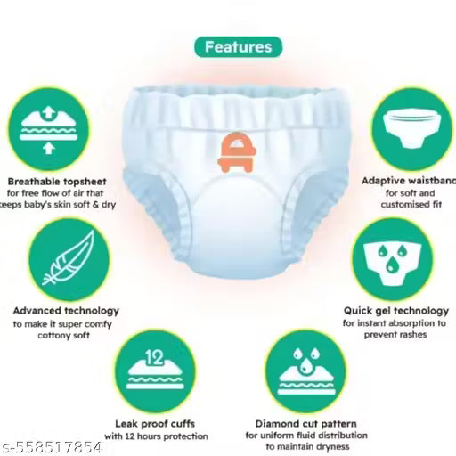 ALFABY L-62 Baby Diaper Pants (Large Size, 9–14 kg) – Long-Lasting Dryness & Comfort Fit