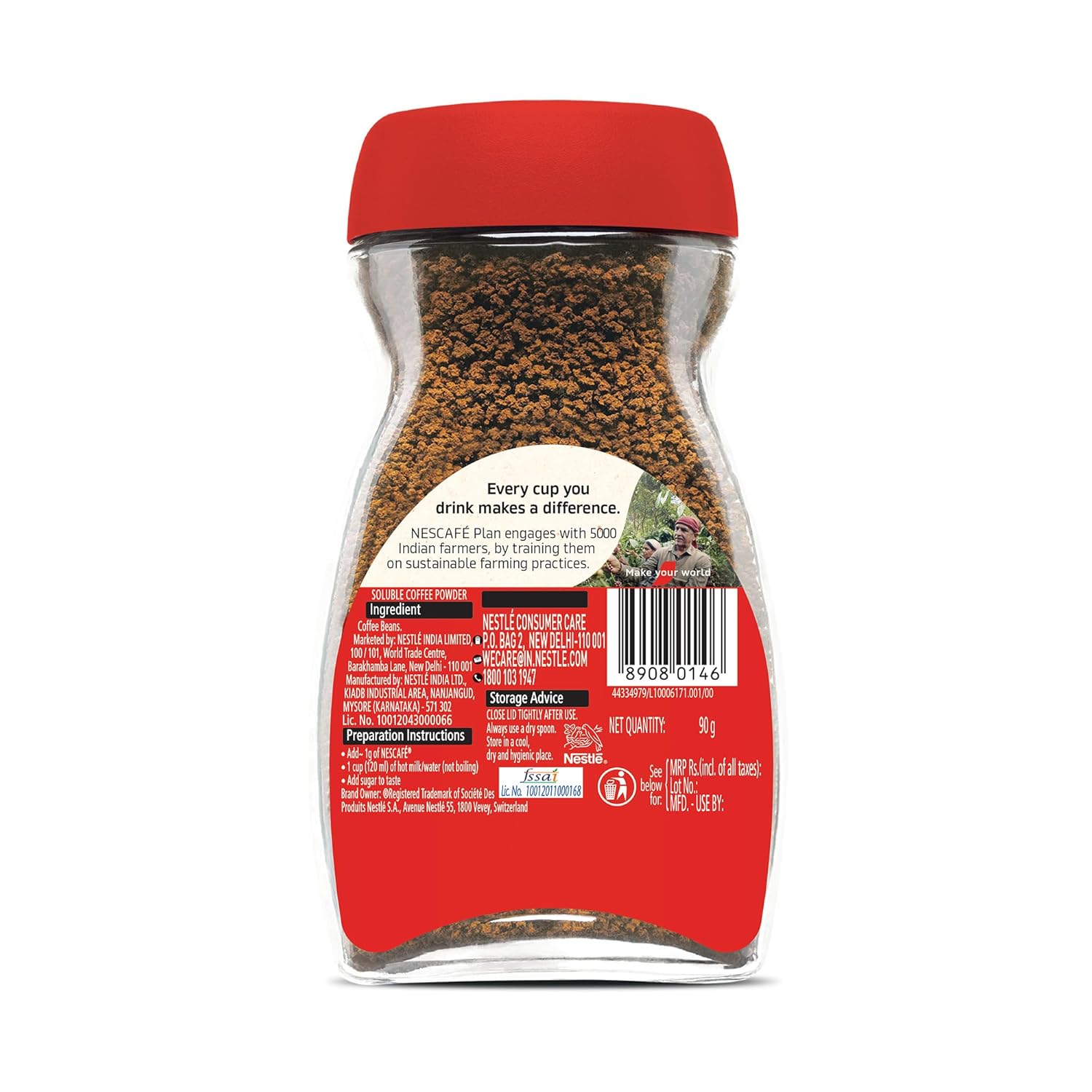 NESCAFE Classic Instant Coffee Powder | Great start to your morning | 100% Pure Coffee | 90g Jar
