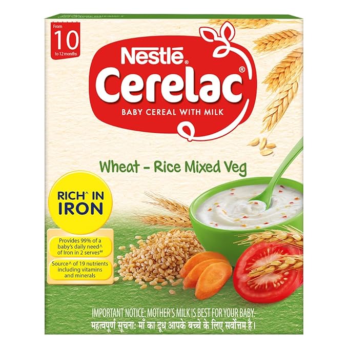 Nestle Cerelac Baby Cereal with Milk Wheat Rice Mixed Veg (From 10 to 12 Months) Powder, 300 g Refill Pack