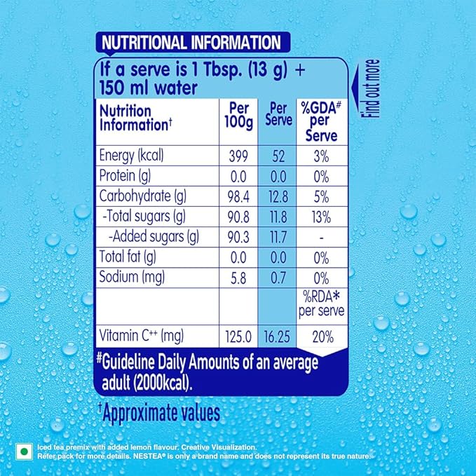 Nestea Powder Instant Iced Tea | Refreshingly Good Taste | Lemon Flavour Made with Nilgiri Tea Leaves | Source of Vitamin C | 400g Pouch