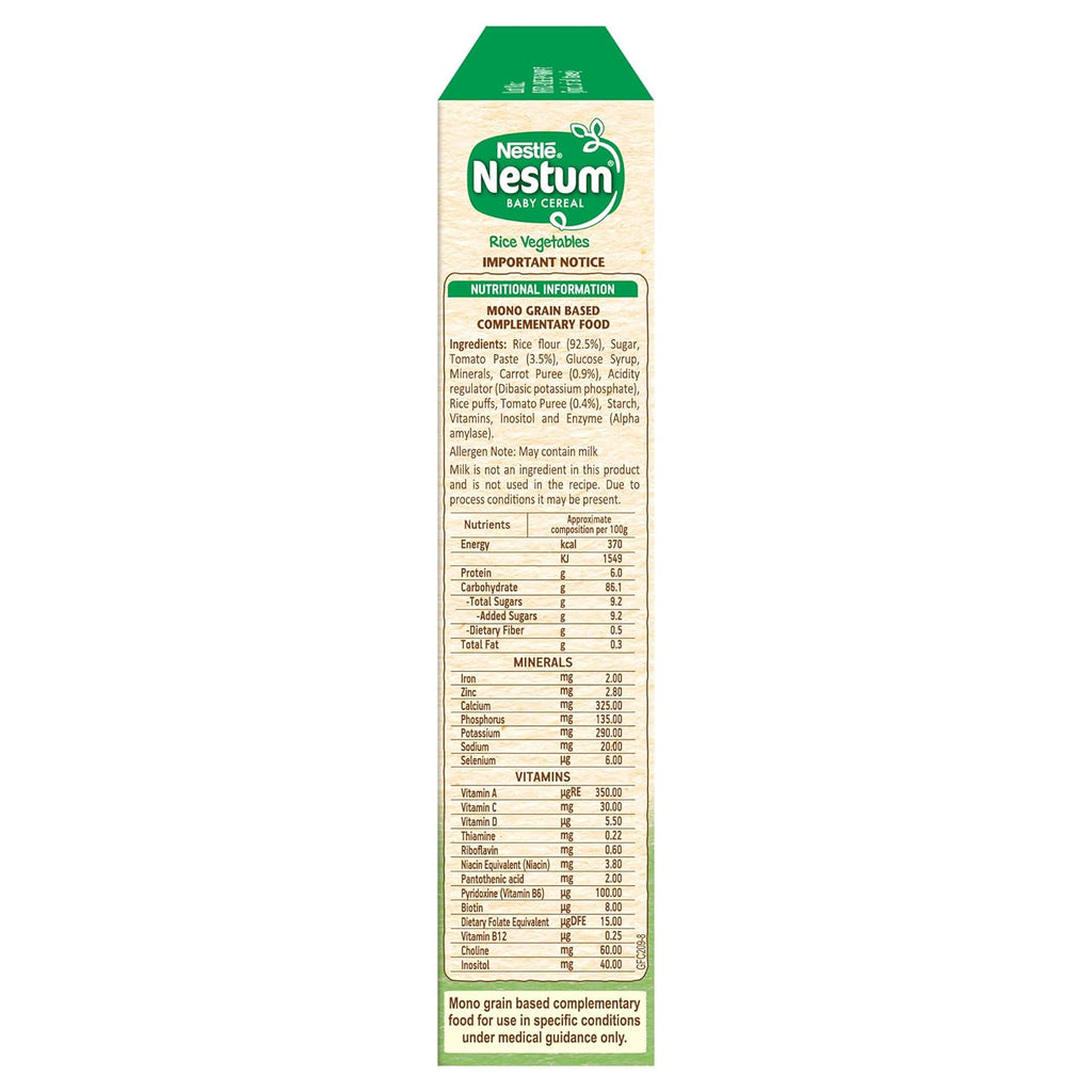 Nestum Baby Cereal From 8 Months To 24 Months, Rice Vegetables, 300g, Bag-In-Box Pack