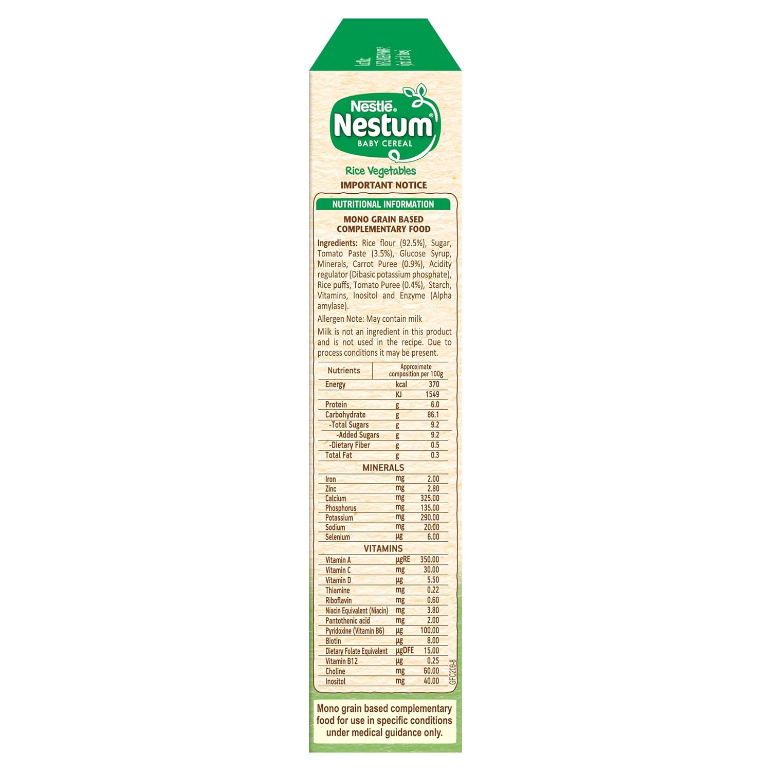 Nestum Baby Cereal From 8 Months To 24 Months, Rice Vegetables, 300g, Bag-In-Box Pack