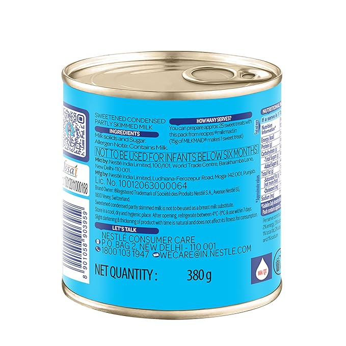Milkmaid Nestle Partly Skimmed Sweetened Condensed Milk, 380G,Liquid