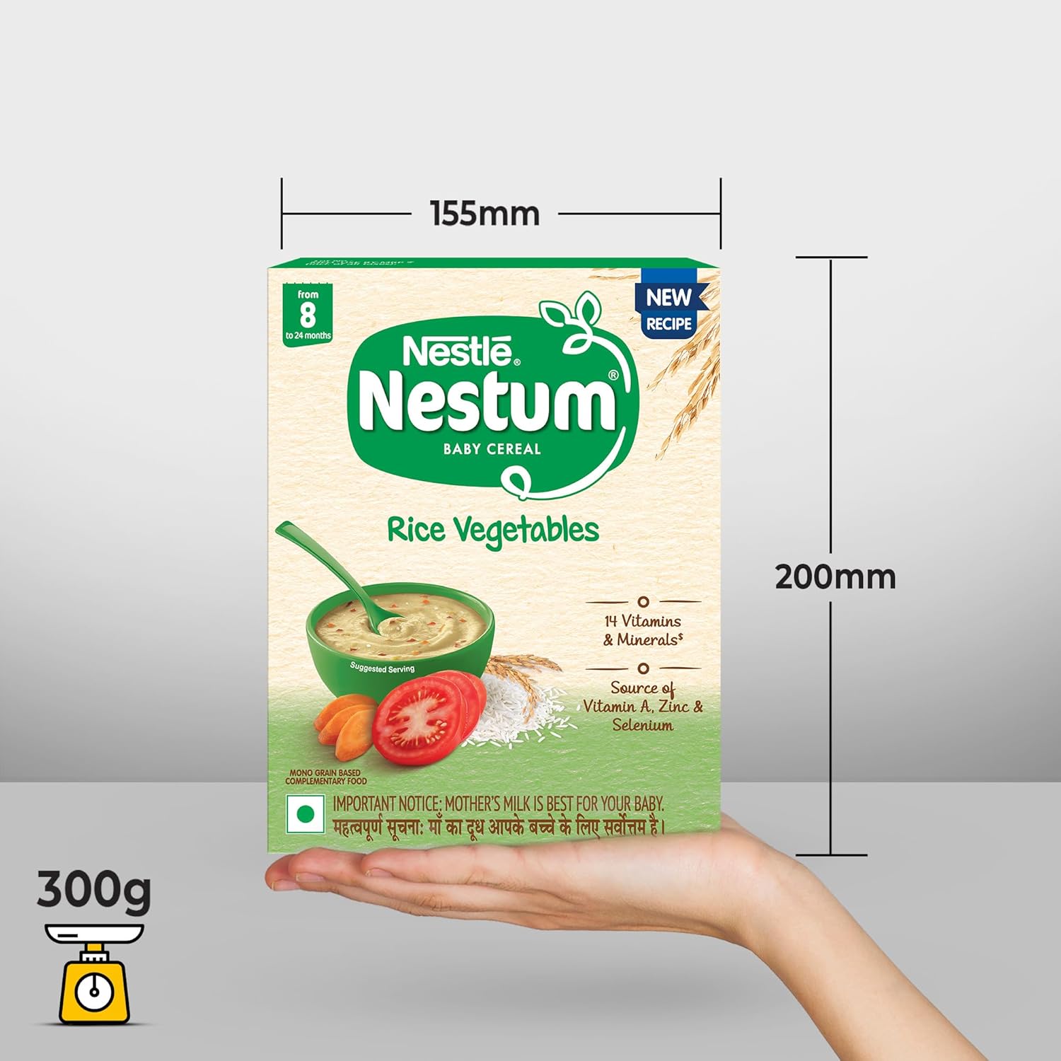 Nestum Baby Cereal From 8 Months To 24 Months, Rice Vegetables, 300g, Bag-In-Box Pack