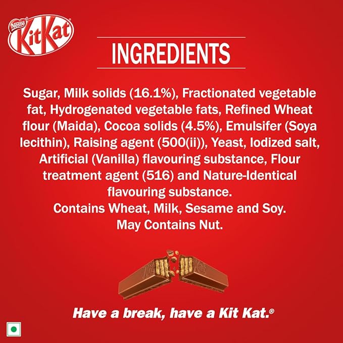 KIT KAT 2 Finger Choco Coated Wafer Bar 19g, Pack Of 30 Units, Box (Product Weight May Vary Upwards),570g