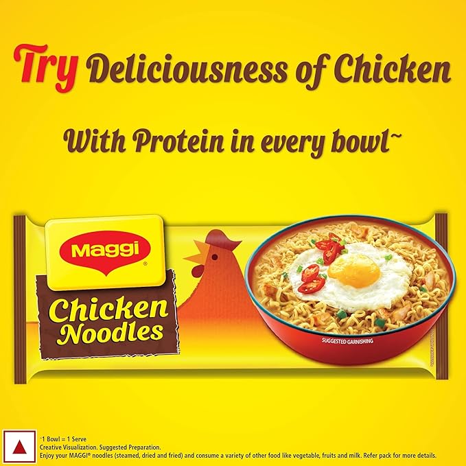 MAGGI 2-Minute Chicken Instant Noodles with Great Taste & Aroma, Protein in Every Serve, Ready to Cook, 284g Packet