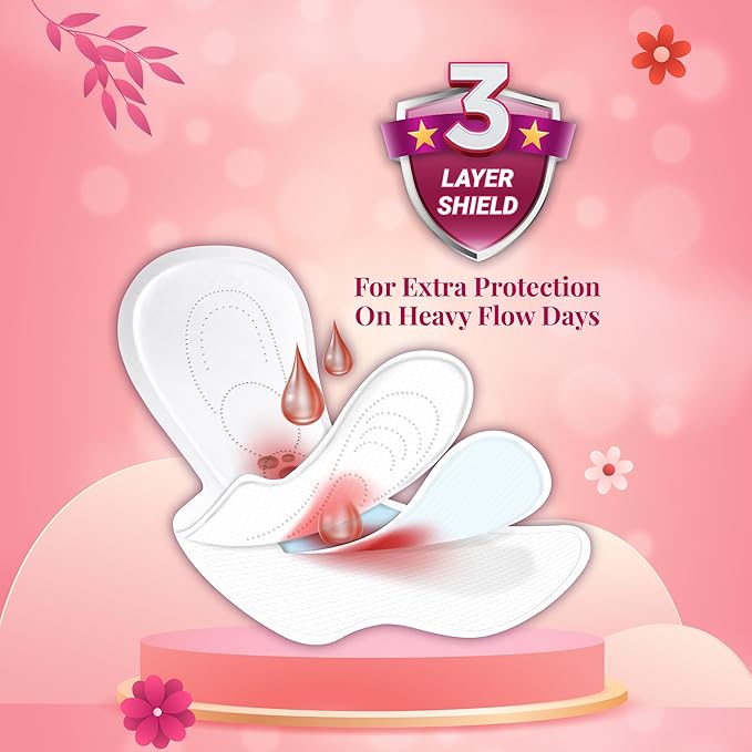 NIINE Naturally Soft Ultra Thin XL+, Sanitary Napkins for HEAVY FLOW with Free Disposal Bags Inside (Pack of 3), (3*6 =18) Pads