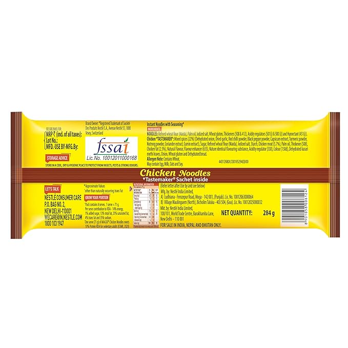 MAGGI 2-Minute Chicken Instant Noodles with Great Taste & Aroma, Protein in Every Serve, Ready to Cook, 284g Packet