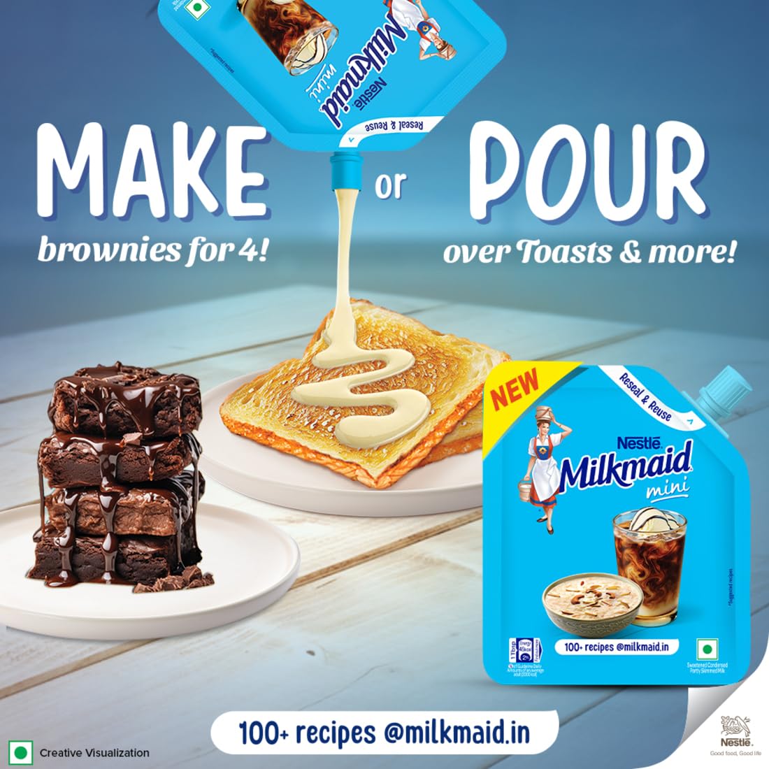 Milkmaid Nestle Mini Sweetened Liquid Condensed Milk, 190 G, Doy Pack