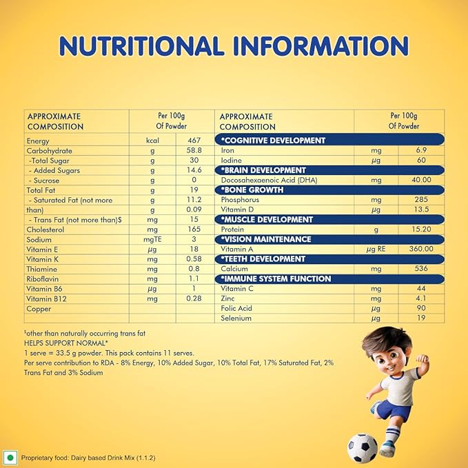 Nangrow Nutritious Milk Drink Powder For Growing Children Toddler Aged 2-6 Years | Contains DHA | Rich In Protein & Vital Nutrients | Creamy Vanilla Flavor, 400g, BIB Pack ( Package May Vary )