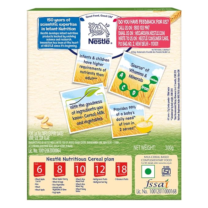 Nestle Cerelac Baby Cereal with Milk Wheat Rice Mixed Veg (From 10 to 12 Months) Powder, 300 g Refill Pack