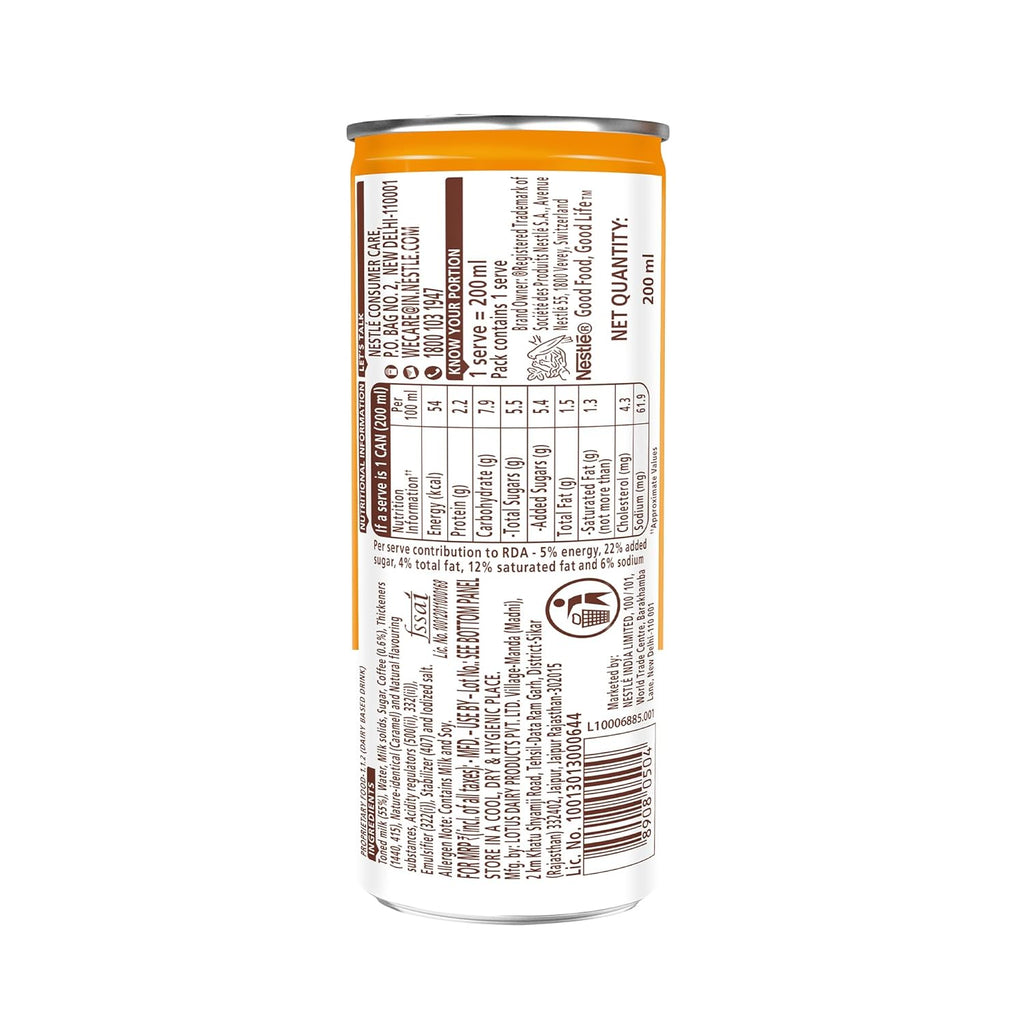 Nescafe Café Style Liquid Cold Coffee Can, Caramel Latte, 200Ml