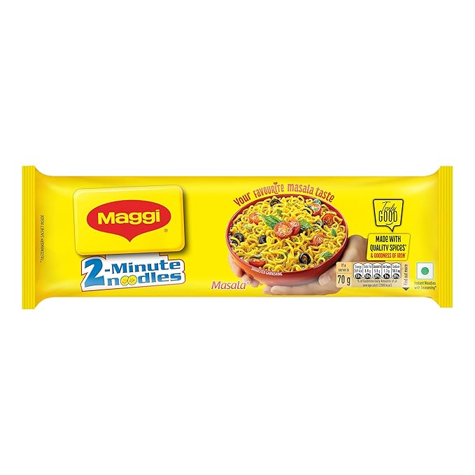 MAGGI 2-Minute Instant Noodles, Masala Noodles With Goodness Of Iron, Made With Choicest Quality Spices, Favourite Masala Taste, 560g Pouch