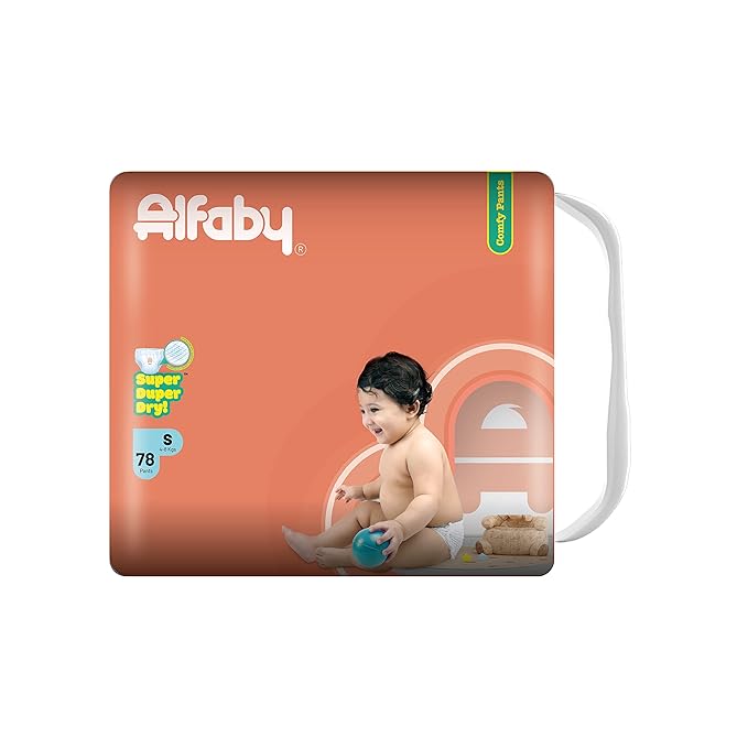 Alfaby Baby Diapers | S size | Super Dry Comfy Pants | Long Lasting Dryness | Leak Proof Diapers | Uninterrupted Baby Sleep | Comfortable Fit | 12 hrs protection (S-78)
