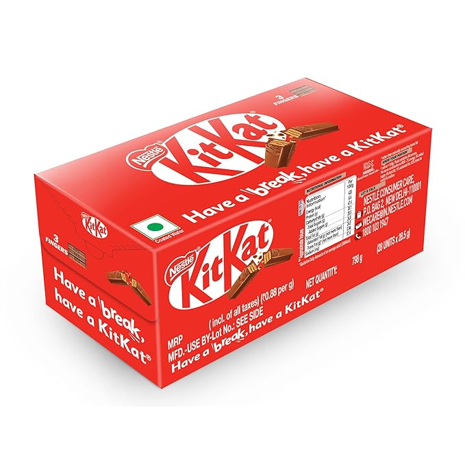 KIT KAT 3 Fingers, Choco Coated Wafer Bar, (28 x 28.5g), 798g, Box