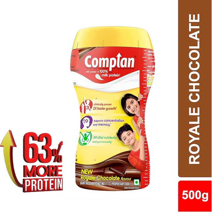 Complan Nutrition Drink Powder for Children, Royale Chocolate Flavour, 500 g Jar