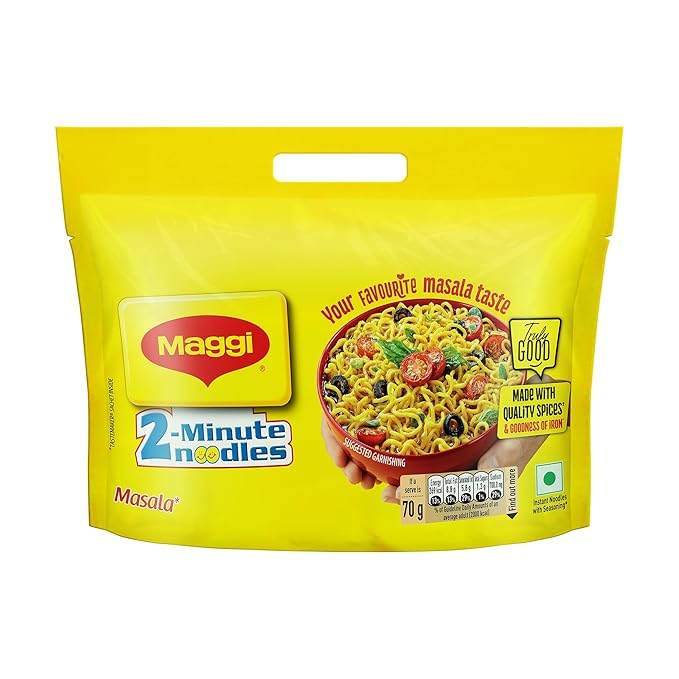 MAGGI 2-Minute Instant Noodles, Masala Noodles With Goodness Of Iron, Made With Choicest Quality Spices, Favourite Masala Taste, 560g Pouch