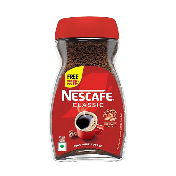 Nescafe Classic Instant Coffee Powder | Great start to your morning | 100% Pure Coffee | Free Red Mug | 180g, Box