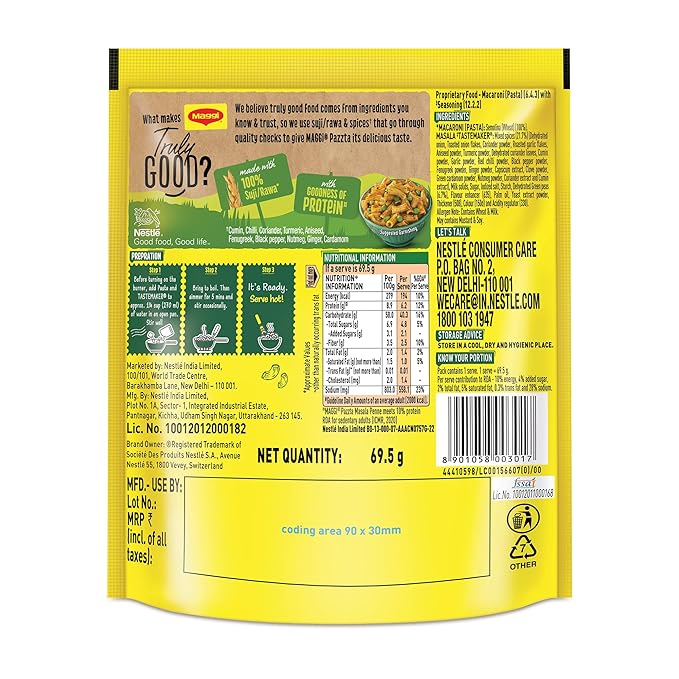 PAZZTA Maggi Instant Pasta - Masala Penne, 69.5 g Pouch