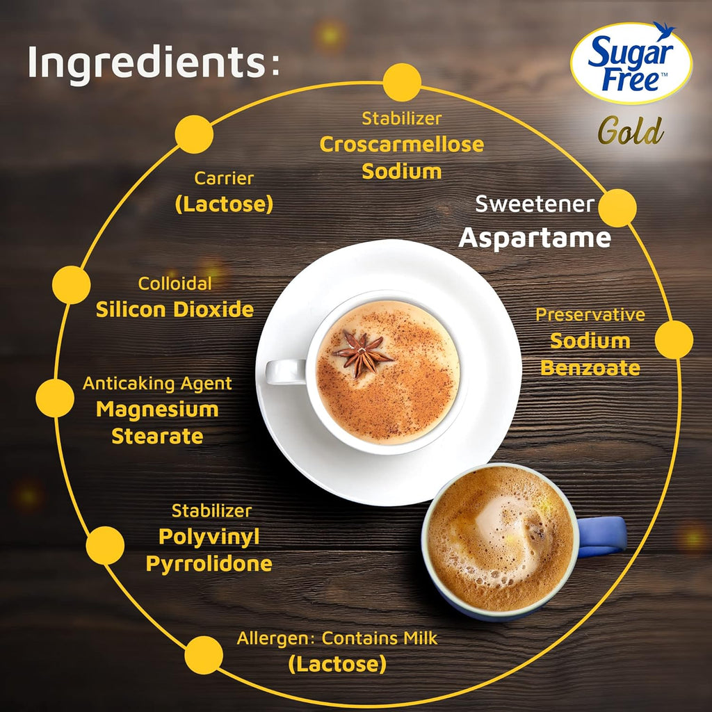Sugar Free Gold, 100 Pellets| India’s No.1 Sweetner| Sweet like Sugar with Low Calories| Scientifically Proven & Tested
